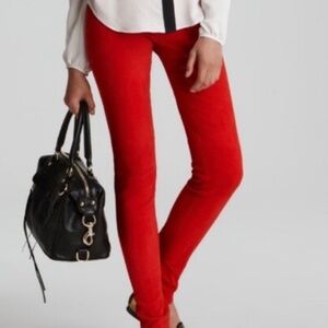 NWT Theory Red Suede Stretch Legging, Sz 6, Retail $795